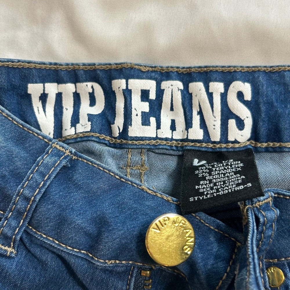 VIP Jeans Womens Blue Mid Rise Raw Hem Capri Denim Jeans Size 1/2 1-6917NB-5 - Picture 4 of 11